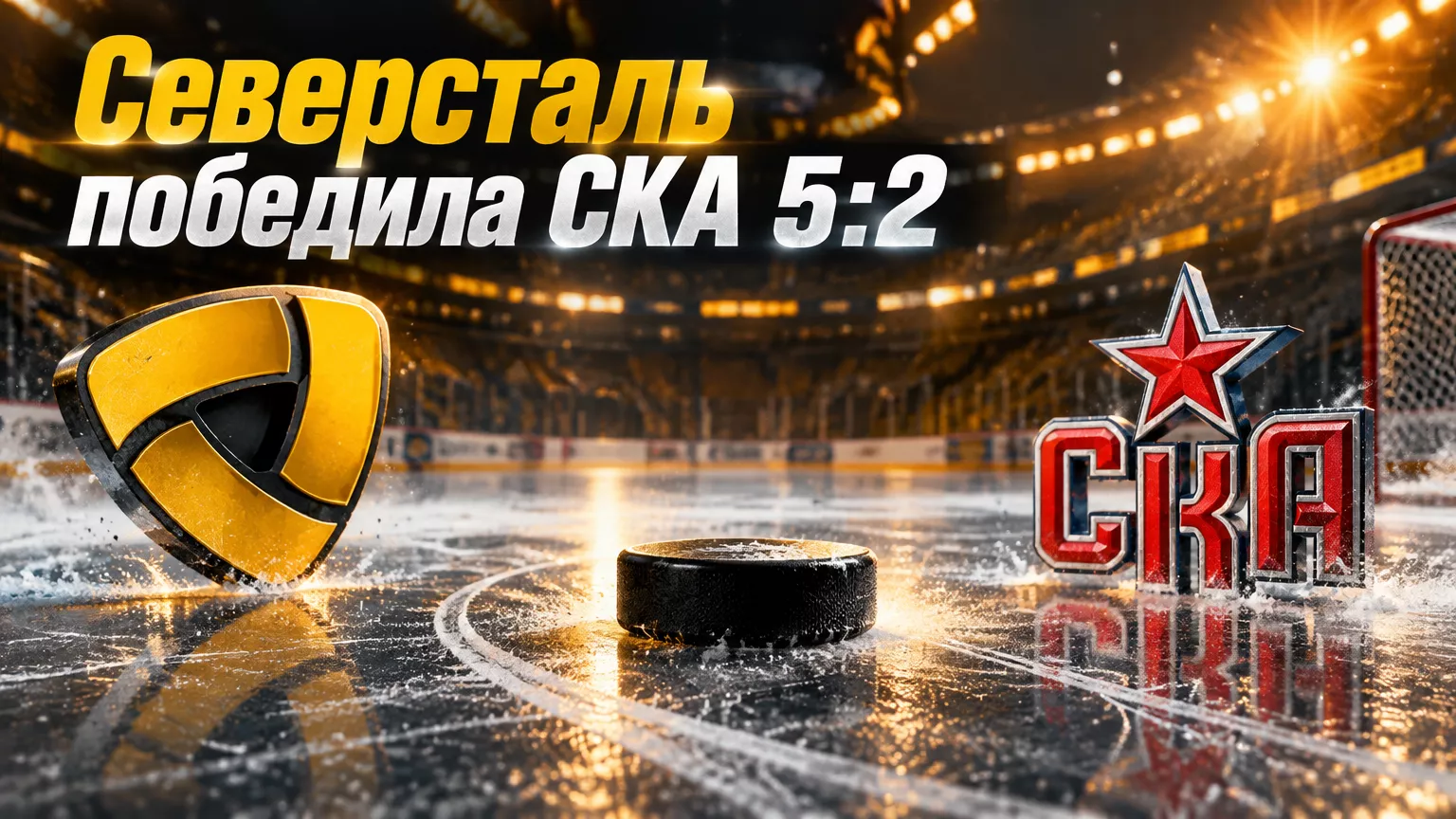 Хоккейная иллюстрация к новости: «Северсталь» обыграла СКА 5:2, Аймурзин оформил дубль