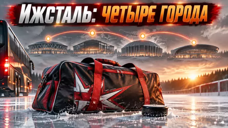 Хоккейная иллюстрация к новости: «Ижсталь» объявила состав на выездную серию по четырём городам